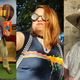 io9 community members dressed for Halloween as Marvel Comics' Stan Lee, a punk-rock take on Doctor Who's 13th Doctor, and Jurassic Park's John Hammond.